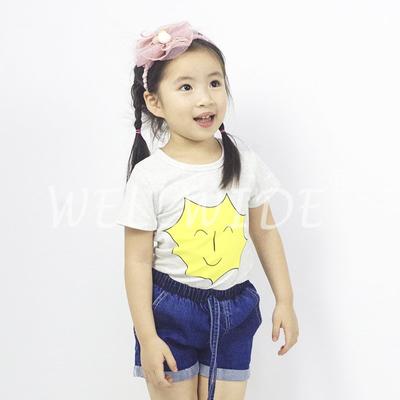 Yellow Star Pattern Short T Shirts 2-7 yrs Age Children Wellwide W0328