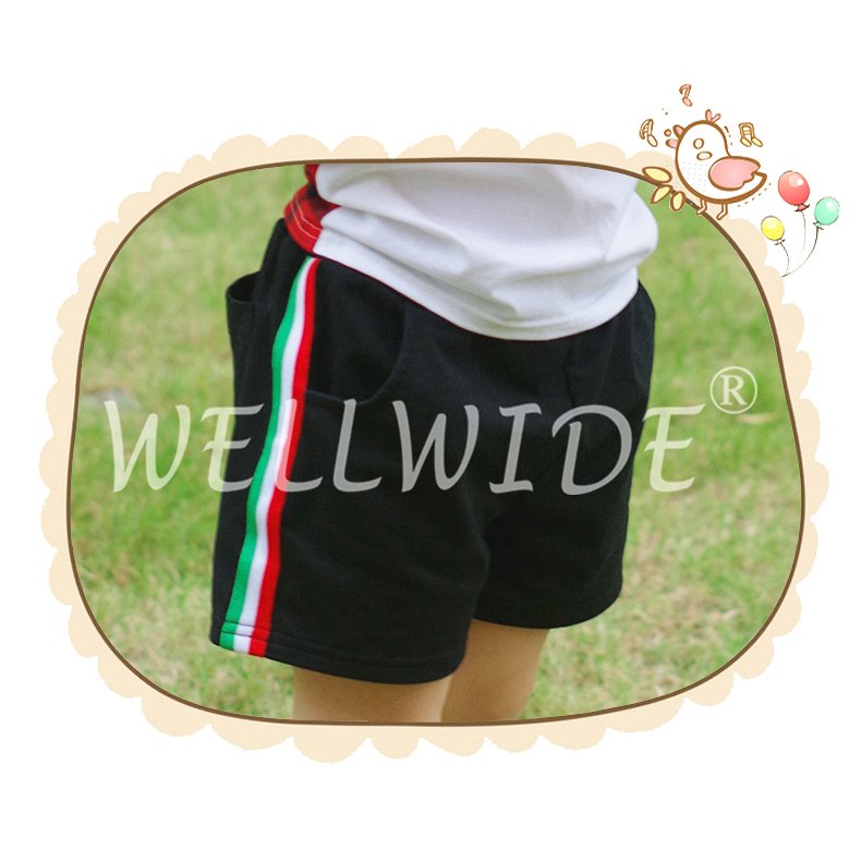 Fashion Design Prokets Black Color Little Girl's Short Pants Wellwide W0502